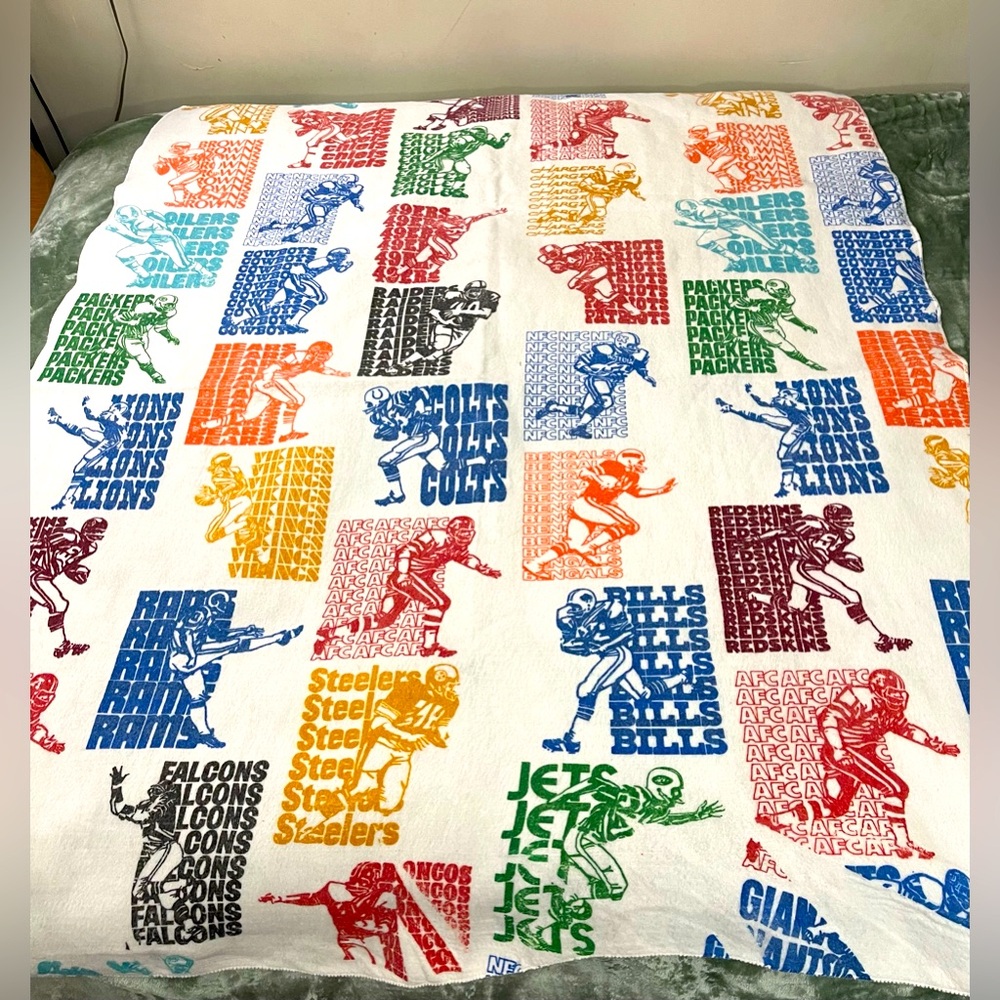 Sears Vintage 70’s AFC/NFC NFL Polyester Blanket/Fleece Fabric - 52” X 62”